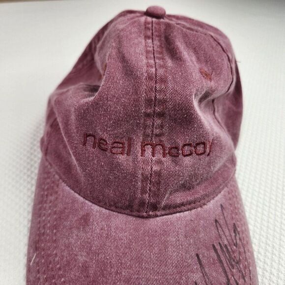 Vintage 90s Neal McCoy Autographed Signed Red Wash Dad Hat Baseball Cap - Picture 1 of 6